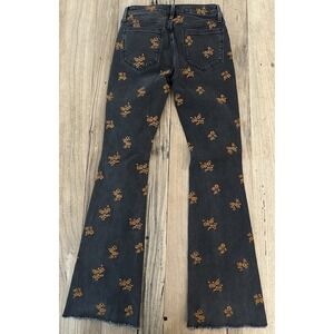 Driftwood Eva Bootcut Jeans Women 25x33 Floral Embroidered Boho Black